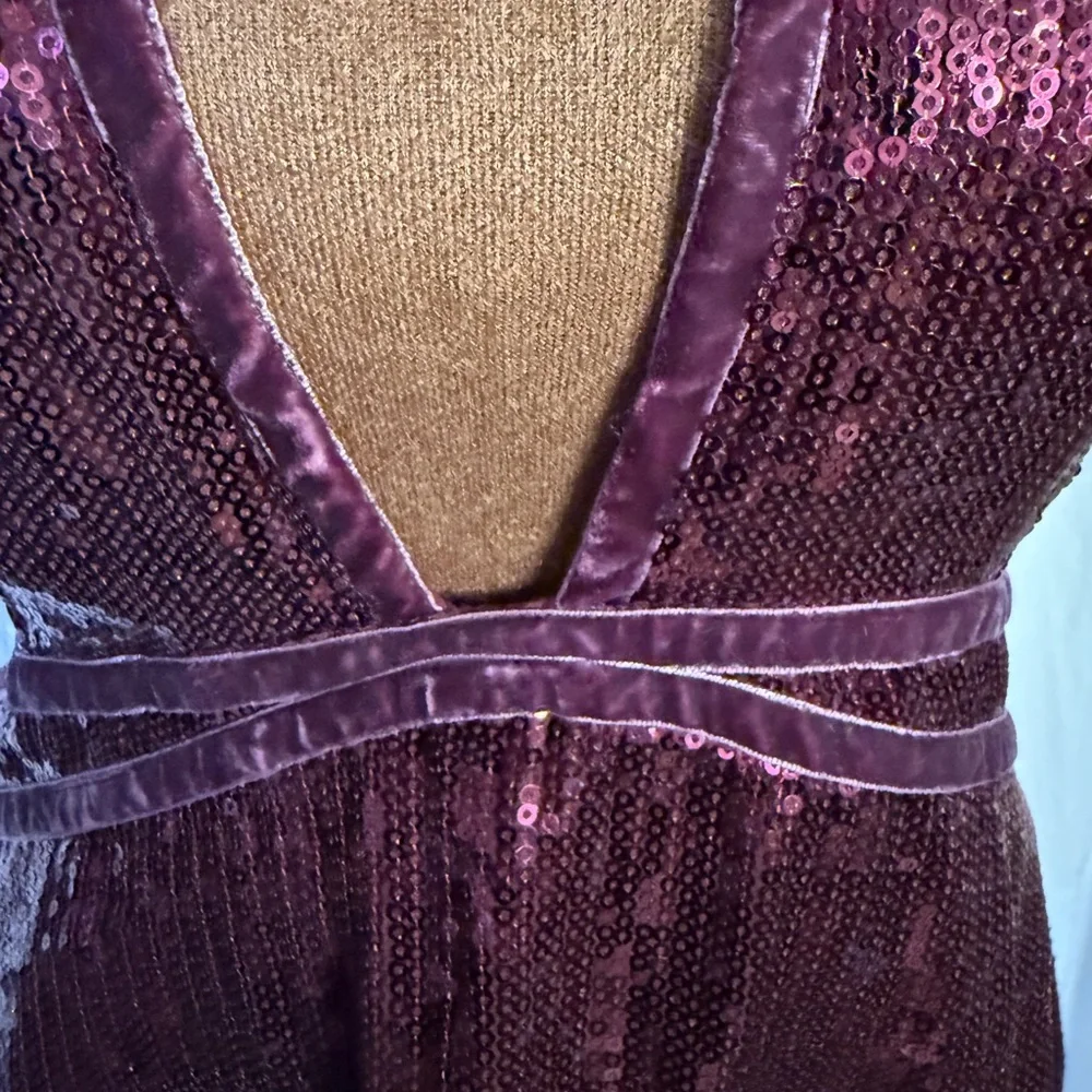 Free People Film Noir Deep Purple Sequin Backless Dress - Picture 5 of 11